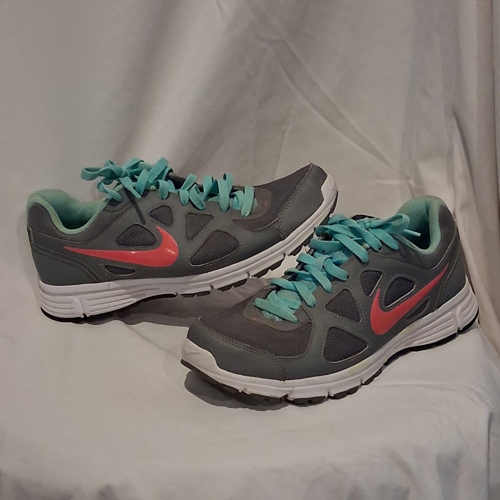 Nike Revolution 2 Womens Running Shoes Grey Pink Teal 488148-002 Size 11 - Picture 3 of 5